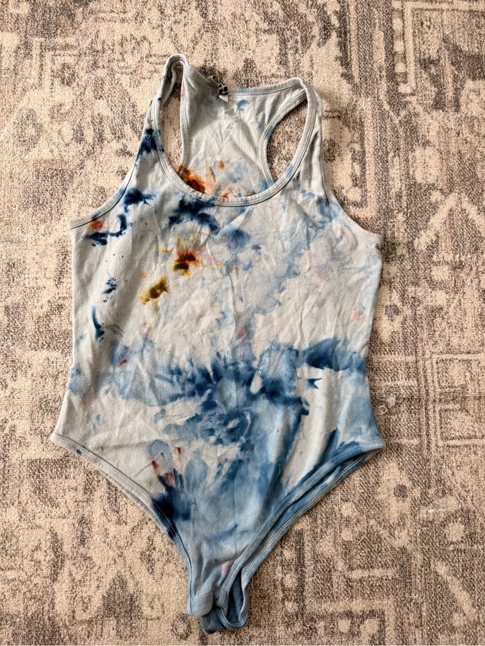 Women’s Blue Tie-Dye Tank Bodysuit